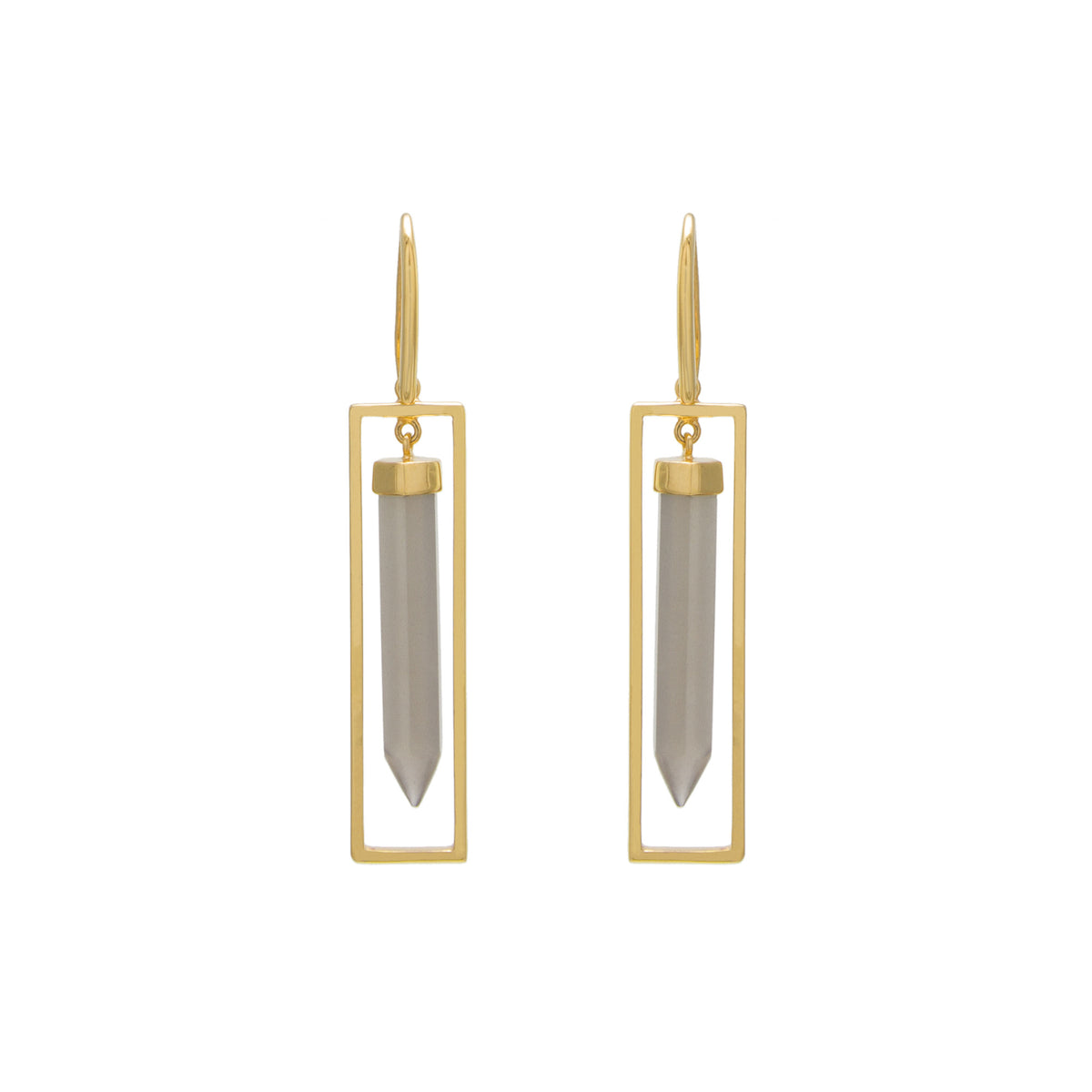 Gray Moonstone Prism Drop Earring
