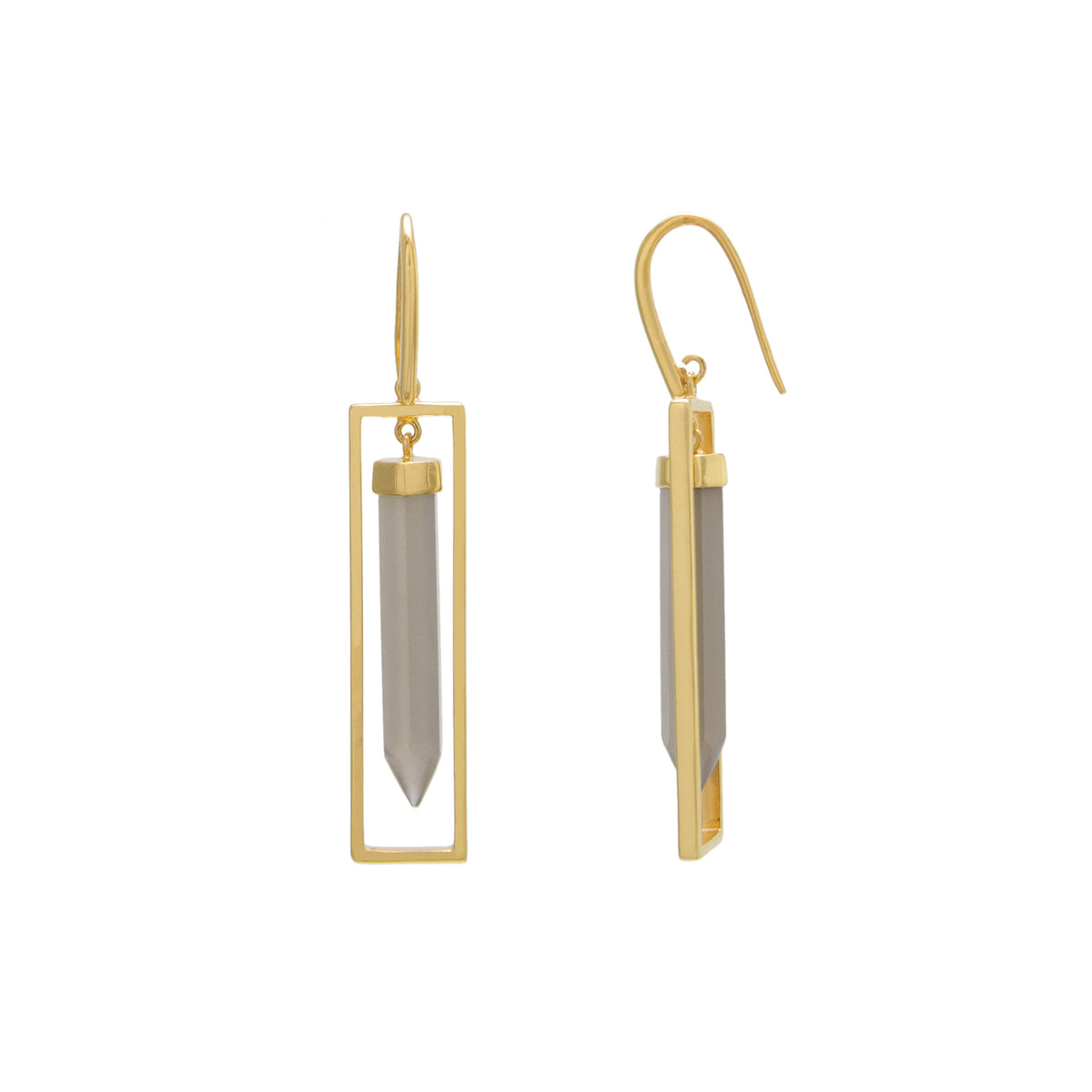 Gray Moonstone Prism Drop Earring