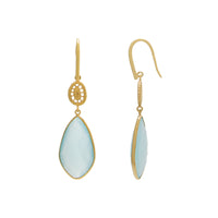 Aqua Chalcedony Textured Abstract Earring