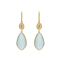 Aqua Chalcedony Textured Abstract Earring