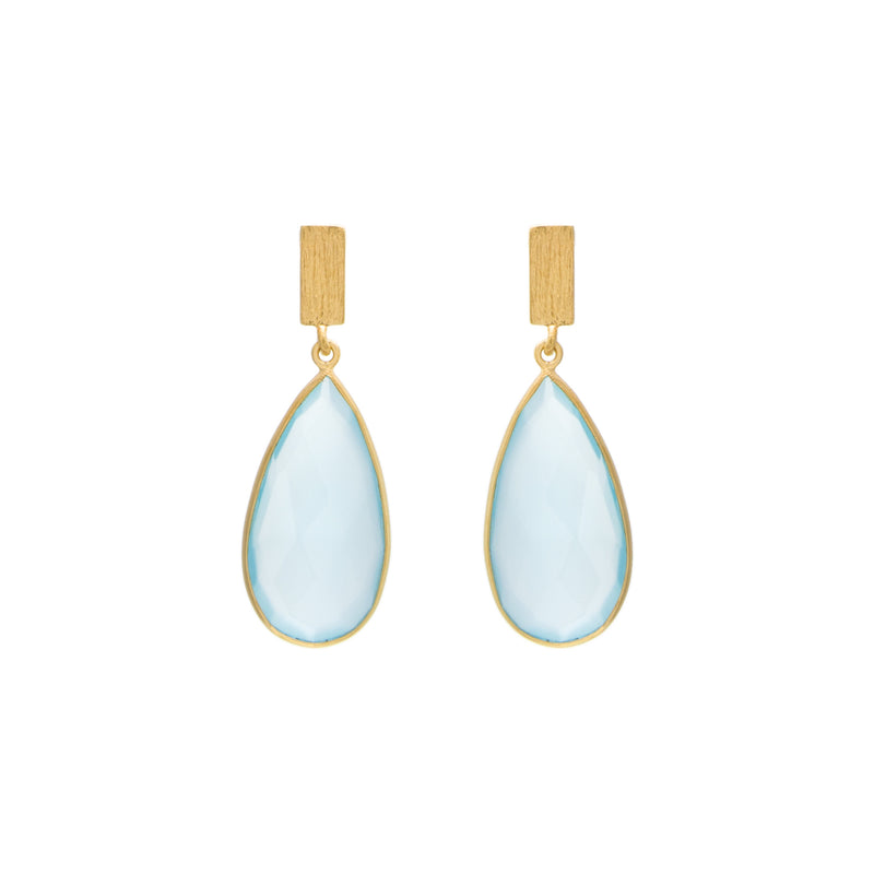 Aqua Chalcedony Matte Faceted Drop Earring