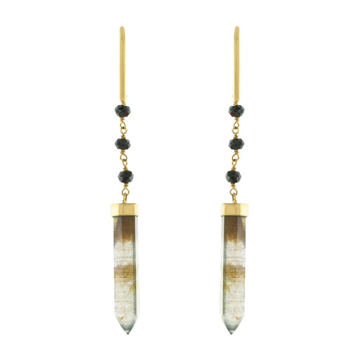 Labradorite & Black Spinel Prism Drop Earring