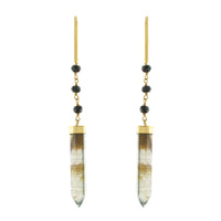 Labradorite & Black Spinel Prism Drop Earring