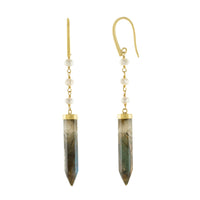 Labradorite & Pearl Prism Drop Earring