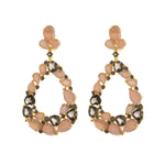 Open Teardrop Moonstone & Smoky Quartz Earring