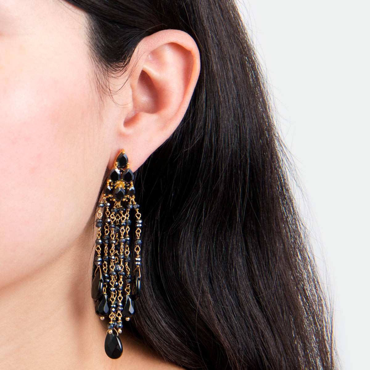 Black Teardrop Dangle Earring