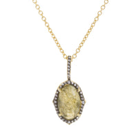 Oval Labradorite CZ Drop Necklace