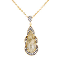 Fancy Labradorite and CZ Teardrop Necklace