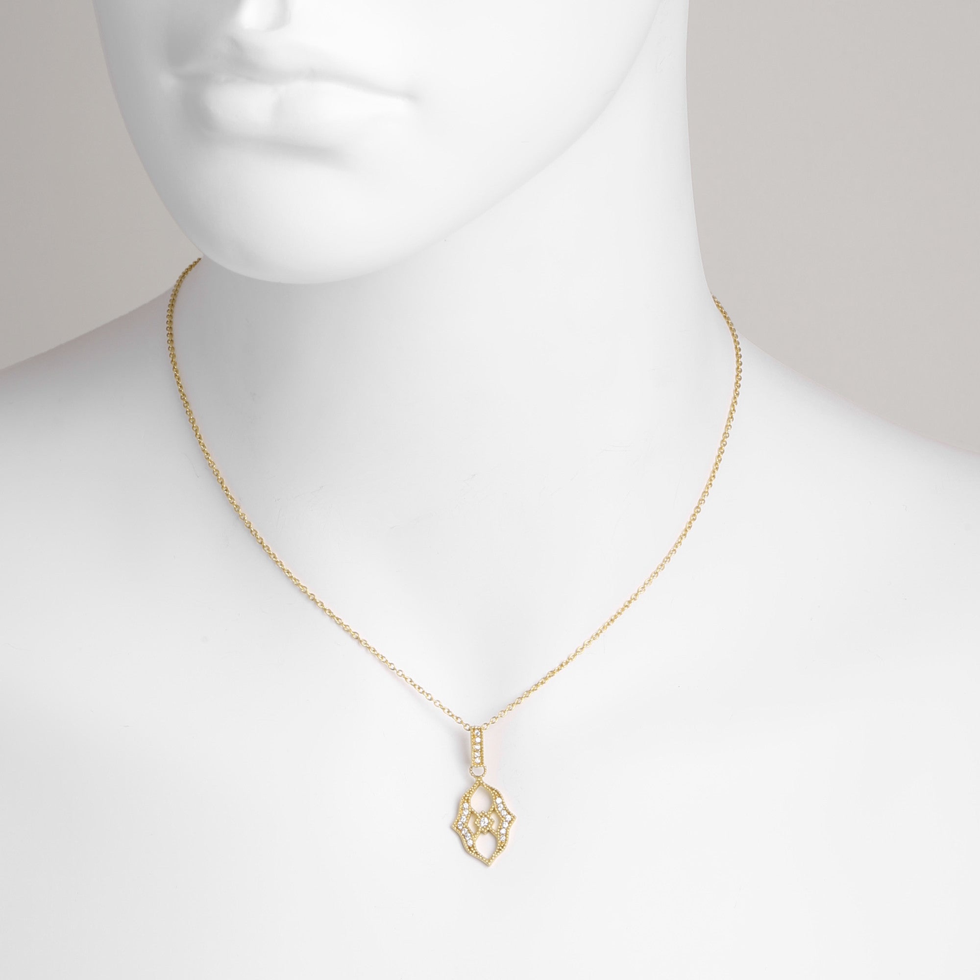 Joey J.™ Signature Joey J. Textured Frame and CZ Necklace – Joey J