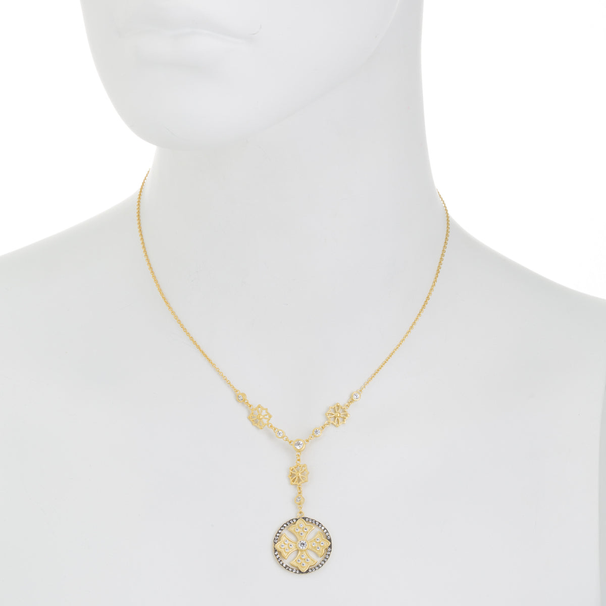 Round Fancy Cross CZ Necklace