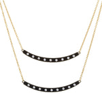 Modern Bezel Double Curved Bar Necklace