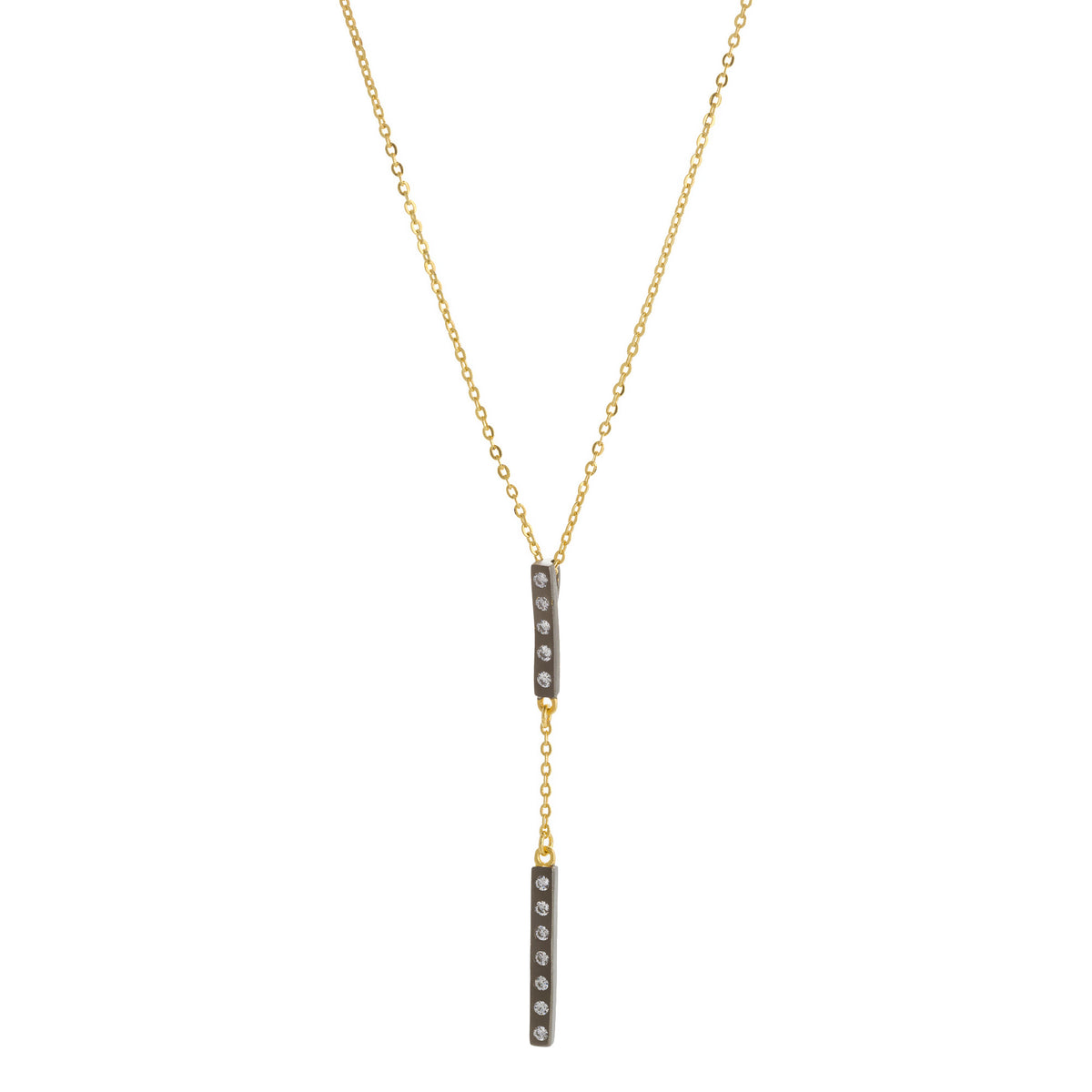 Modern Bezel Double Bar Y-Necklace