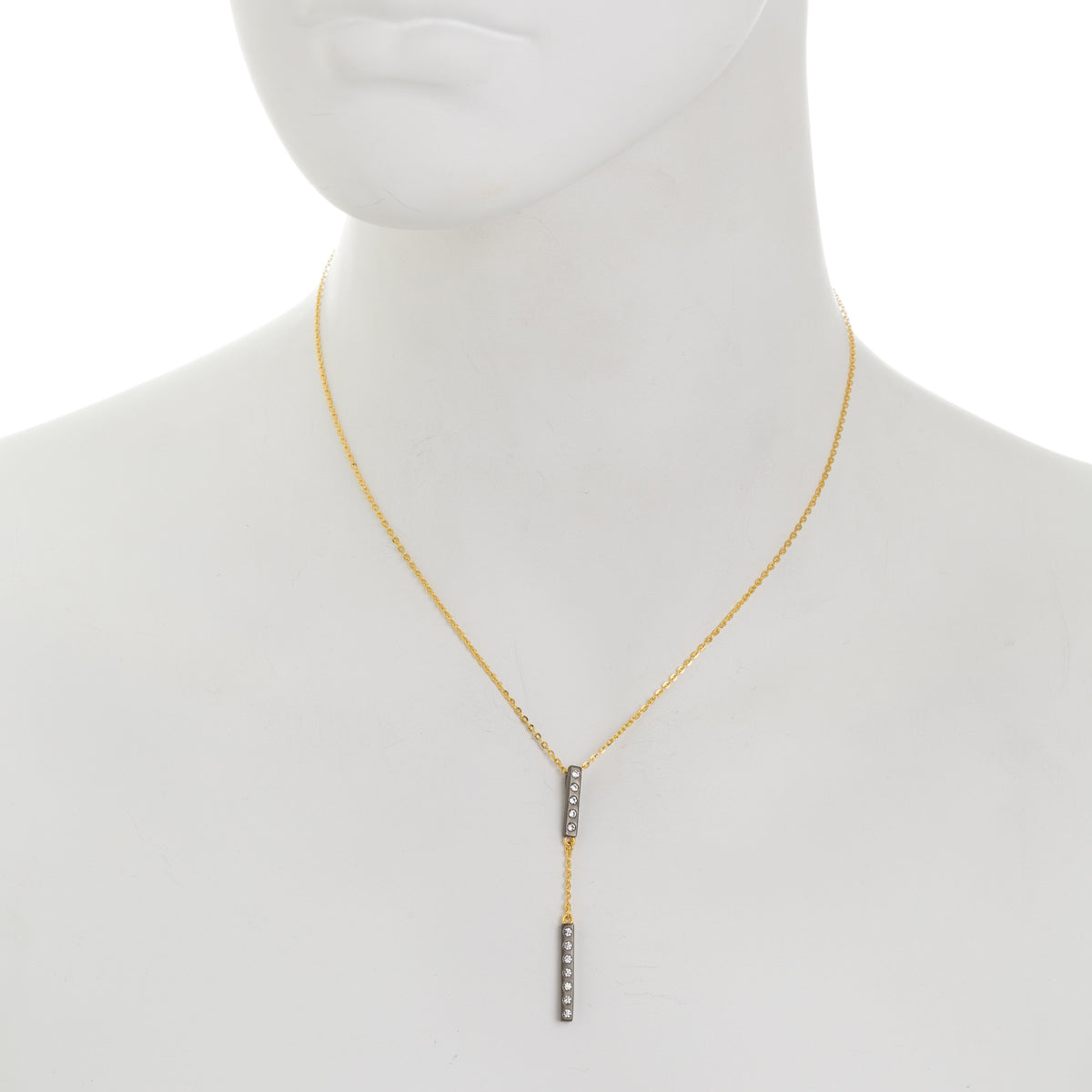 Modern Bezel Double Bar Y-Necklace