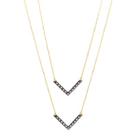 Modern Bezel Double V Necklace