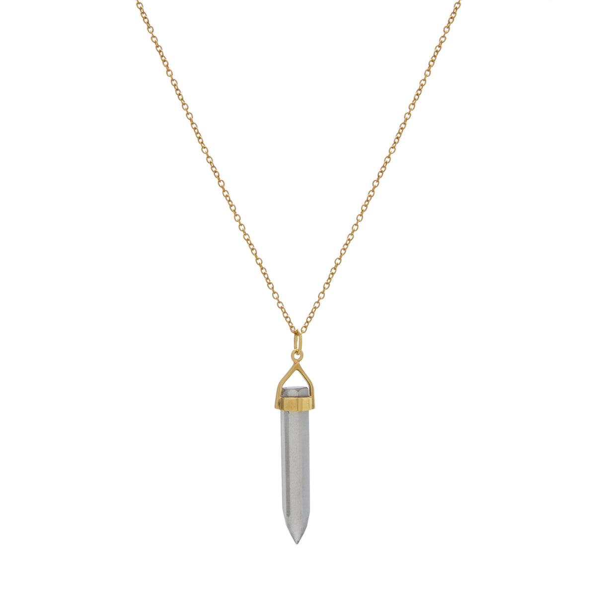 Gray Moonstone Prism Drop Necklace