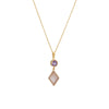 Amethyst / Rose Quartz Diamond Shape Drop Necklace