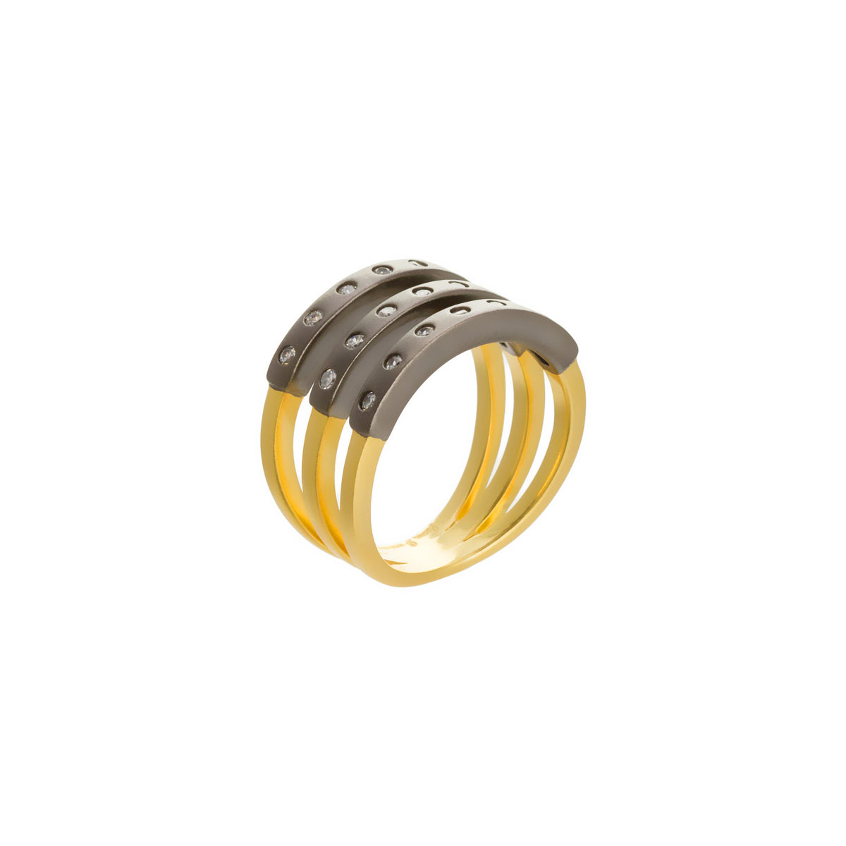 Modern Bezel Triple Bar Ring