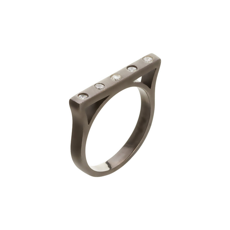 Modern Bezel Stackable Bar Ring