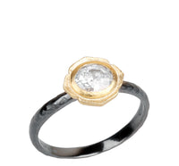 CZ Flower Textured Ring