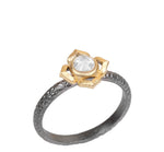 CZ Flower Textured Ring