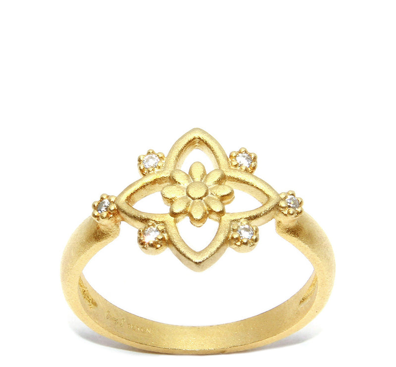 Open Star with Flower and CZ Accent Ring