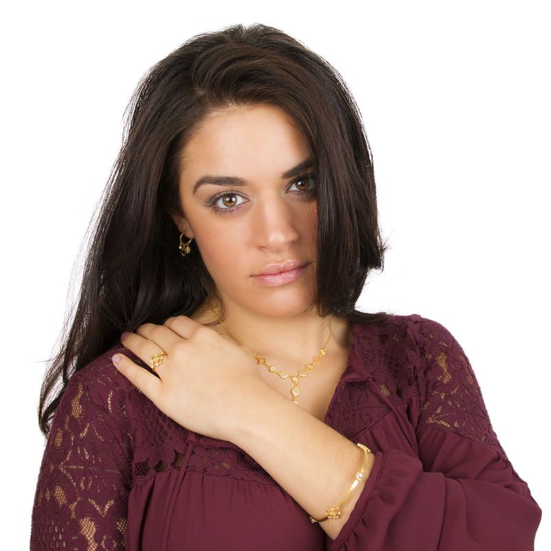Open Star with Flower and CZ Accent Ring
