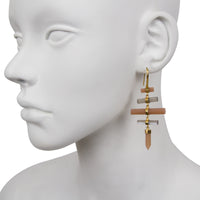 Gray / Peach Moonstone Multi Prism Drop Earring