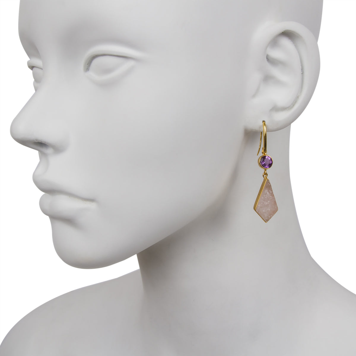 Amethyst / Rose Quartz Round Drop Earring