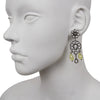 White Crystal / Green Glass Chandelier Drop Earring