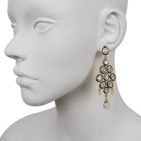 Crystal / Pearl / Green Glass Fancy Drop Earring