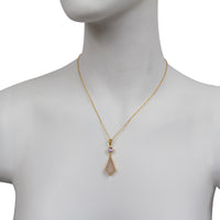 Amethyst / Rose Quartz Diamond Shape Drop Necklace
